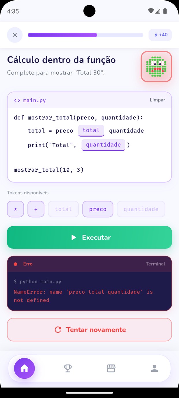 Lição do Buggo: completar o código de uma função em Python