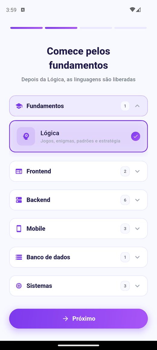 Lista de linguagens disponíveis