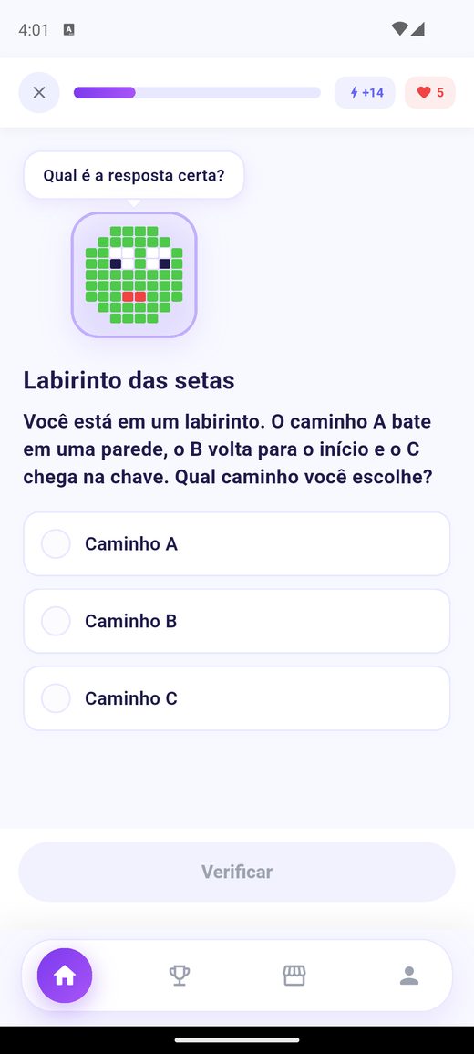 Pergunta de múltipla escolha no app